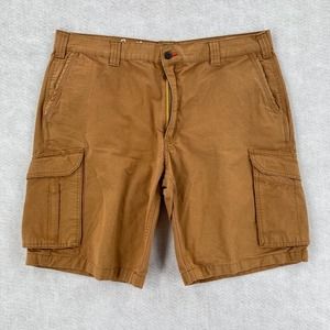 Eddie Bauer Workwear Ripstop Cargo Shorts Men 38 Beige Utility 10" Inseam Hiking